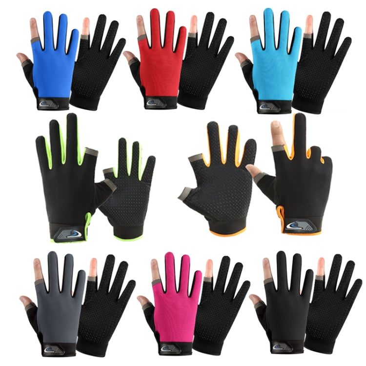 Fishing and other Sports Gloves Non-Slip Two-Finger Exposed Blue - Pair