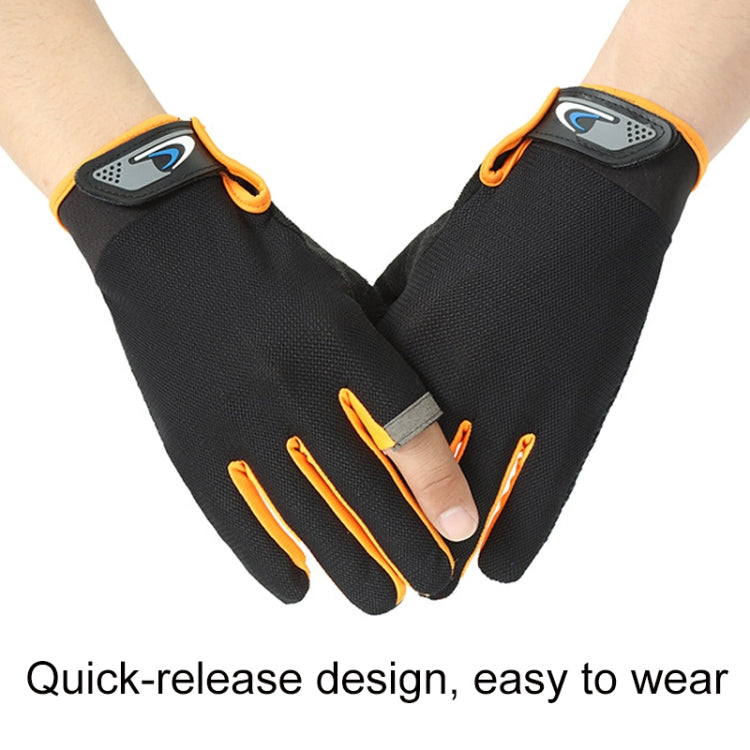 Fishing and other Sports Gloves Non-Slip Two-Finger Exposed Blue - Pair