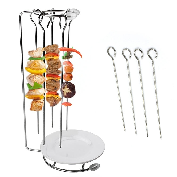 Braai Hanging Rack Stainless Steel Kebab Stand with 4 Skewers