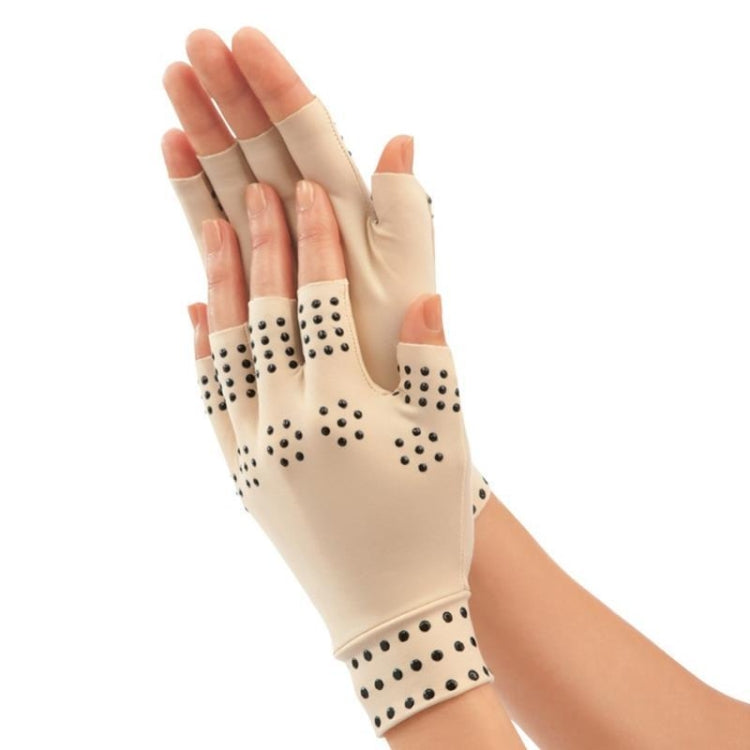 Training Sports Gloves Half Finger Non-slip free Size 1 pair (Skin Colour Black Dots)