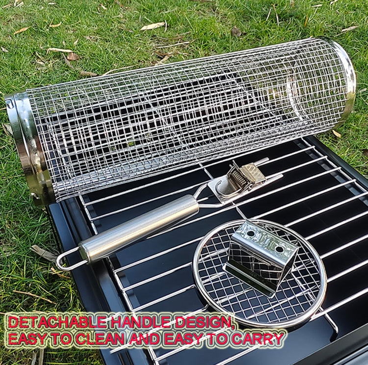 Braai Round Mesh Tube Stainless Steel 30cm X 9cm with Handle