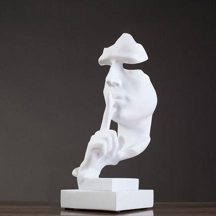 Resin Ornament of Golden Abstract Characters - Silence White