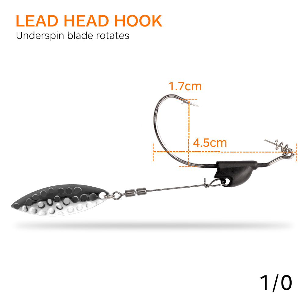 Jig Head Soft Bait with built in spiral screw and metal spoon 1/0 hook 2 per packet