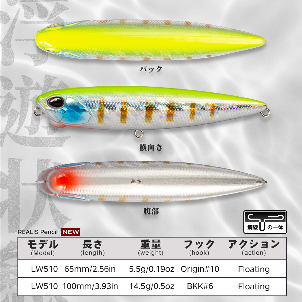 Fishing Lure Hard Realis Pencil Floating Prism Gill
