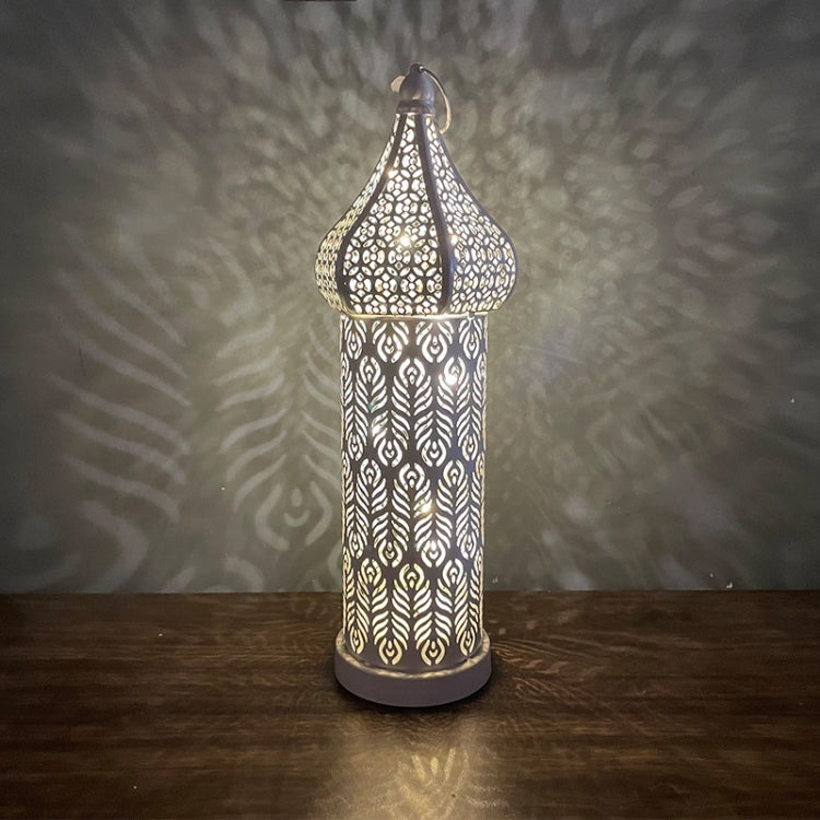 Moroccan Hollow LED Wrought Iron Decorative Lamp 36cm White