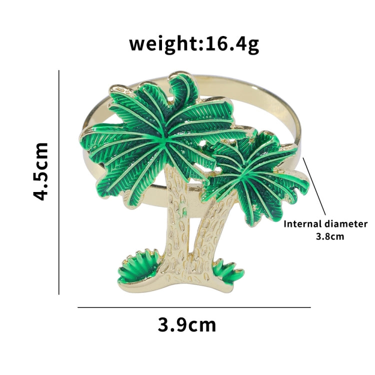 Napkin Ring Western Restaurant Coconut Tree Metal Alloy 4 Pieces