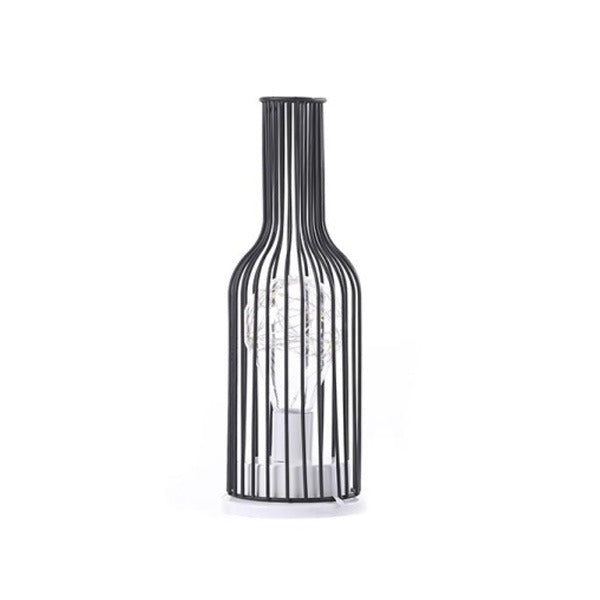 Retro Classic Iron Art Red Wine Bottle LED Table Lamp