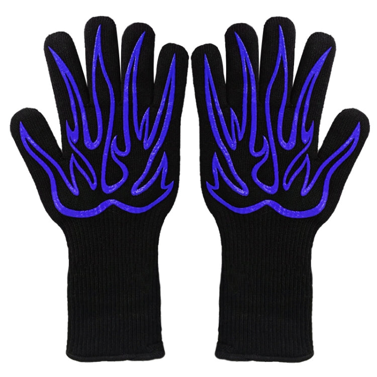 Braai Gloves Silicone Big Flame Blue 32cm Long 1 Pair Package