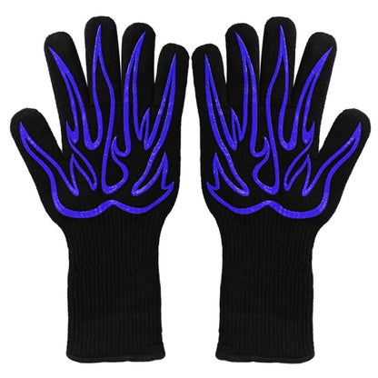 Braai Gloves Silicone Big Flame Blue 32cm Long 1 Pair Package