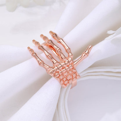 Napkin Rings - Halloween Ghost Skeleton Hand - Round - 4-Piece Gold