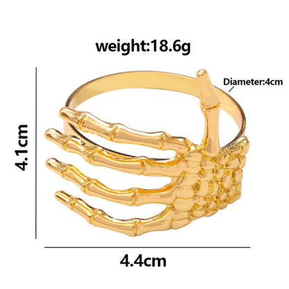 Napkin Rings - Halloween Ghost Skeleton Hand - Round - 4-Piece Gold