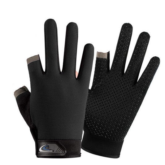 Fishing and other Sports Gloves Non-Slip Two-Finger Exposed Black - Pair