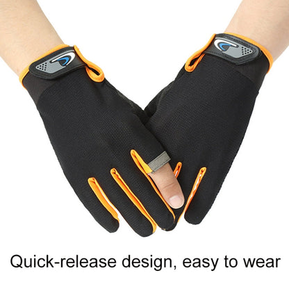 Fishing and other Sports Gloves Non-Slip Two-Finger Exposed Blue - Pair