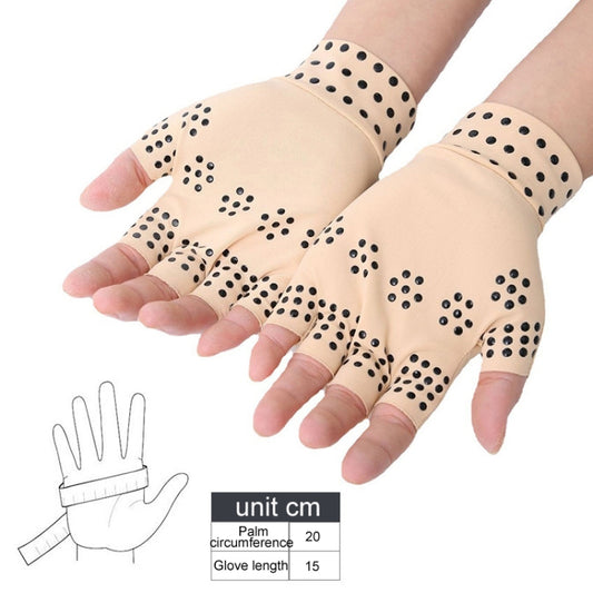 Training Sports Gloves Half Finger Non-slip free Size 1 pair (Skin Colour Black Dots)