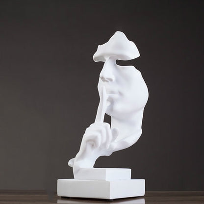 Resin Ornament of Golden Abstract Characters - Silence White