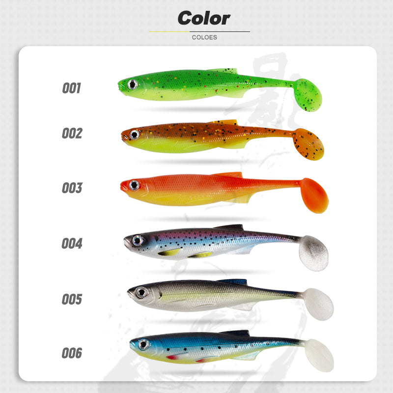 Fishing Lure Soft Minnow Paddle -Tail 5 per packet colour Blue bait fish