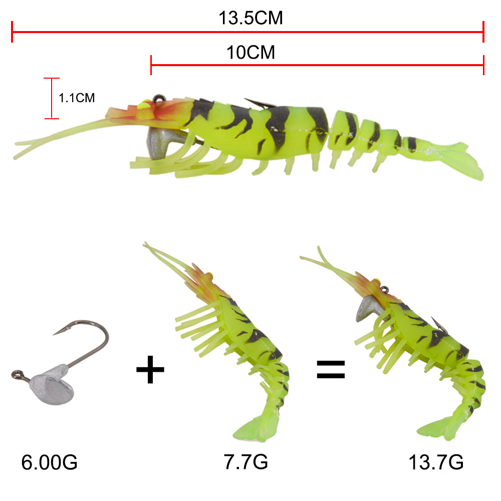 Fishing Lure Soft Bait Shrimp style colour Natural / Gold