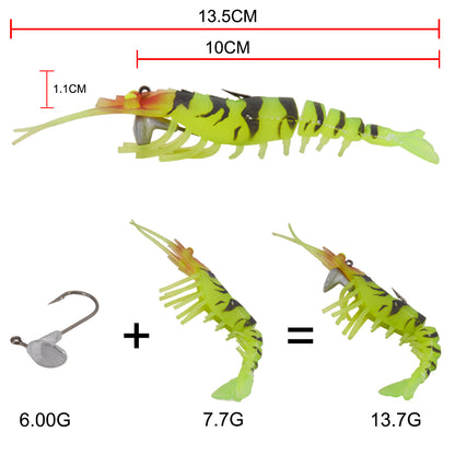 Fishing Lure Soft Bait Shrimp style colour Natural / Gold