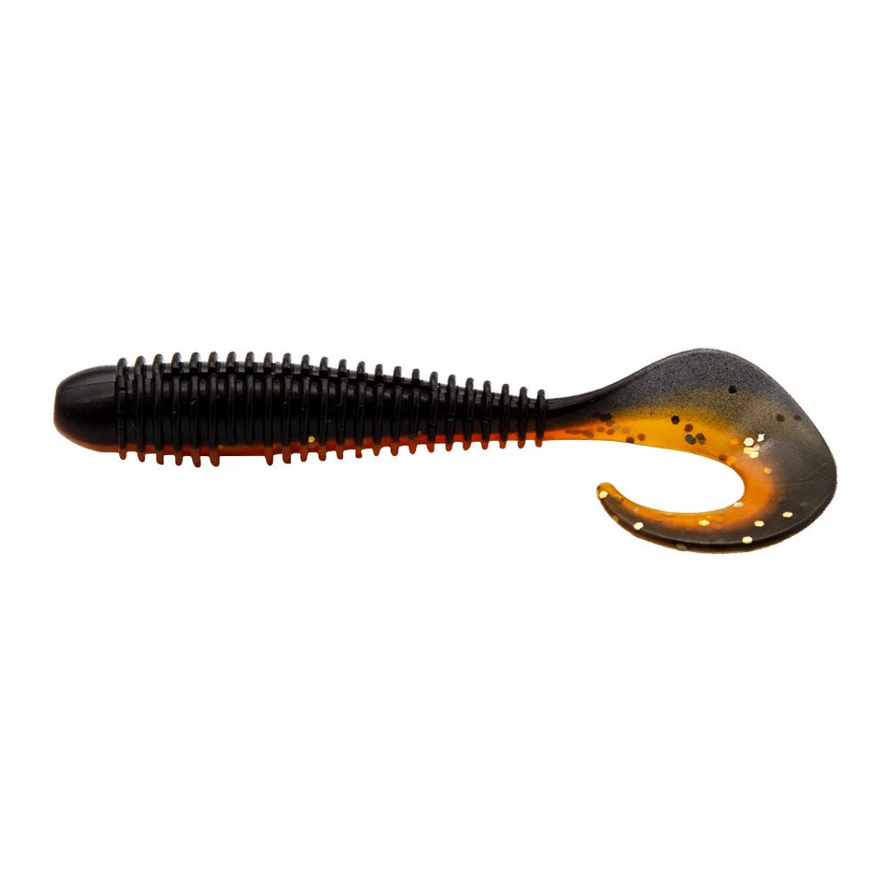 Fishing Lure Soft Minnow Curly-Tail Bait 5 per packet Dark Brown with flecks