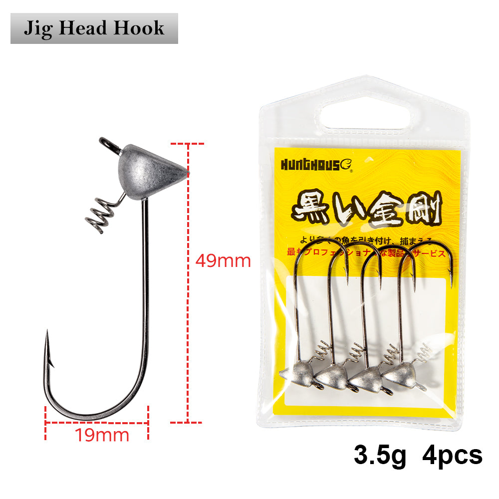 Jig Head with built in spiral screw for Soft Bait 3.5 gram 4 per packet
