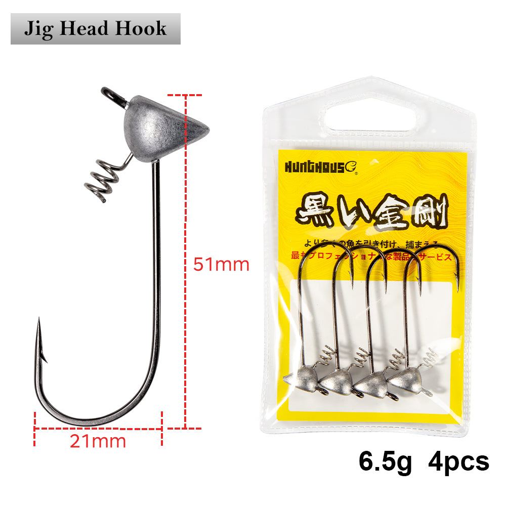 Jig Head with built in spiral screw for Soft Bait 6.5 gram 4 per packet