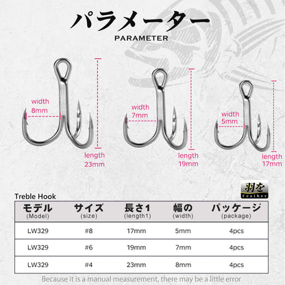 Fish Hook #4 Treble with Feather Teaser