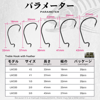 Bass Hook J-offset Size 4/0 (20 hook packet)