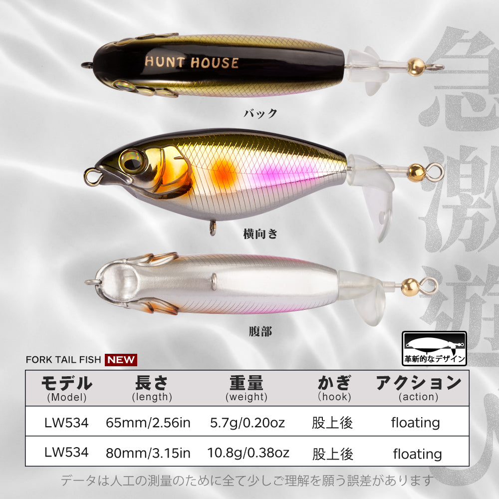 Fishing Lure Hard Bait Rotating Tail lure colour HT Colourful TS