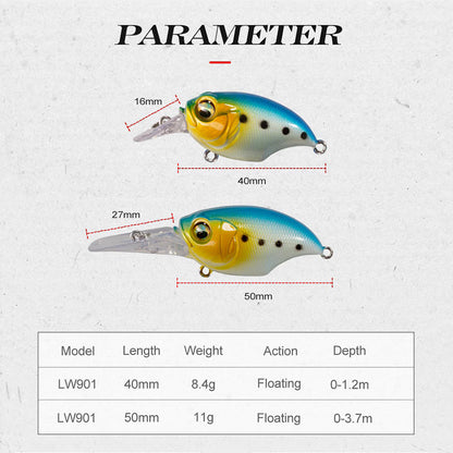 Fishing Lure Hard Wobbler Pinball Crankbait Small Pink