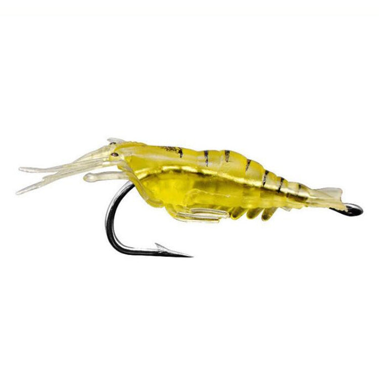 Shrimp Lure 4cm with Hook 10 Piece Set Yellow colour