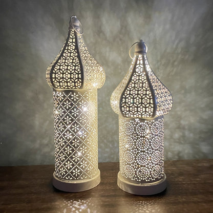 Moroccan Hollow LED Wrought Iron Decorative Lamp 33cm White