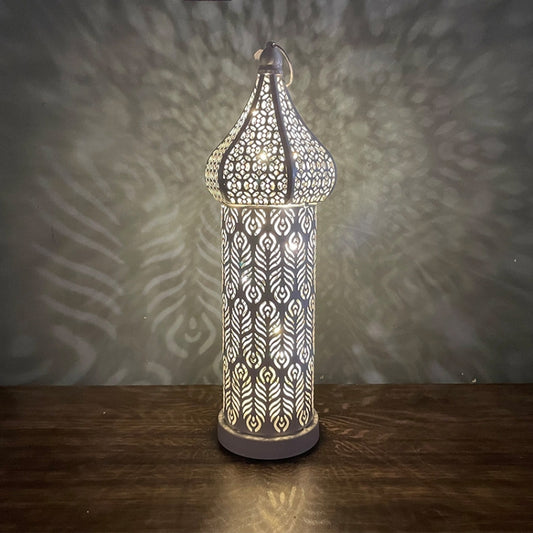 Moroccan Hollow LED Wrought Iron Decorative Lamp 36cm White
