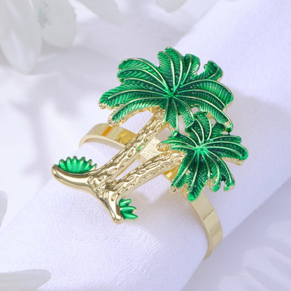 Napkin Ring Western Restaurant Coconut Tree Metal Alloy 4 Pieces